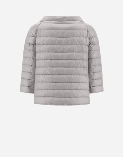 Herno Nylon Ultralight Reversible Cape In Blue/grey