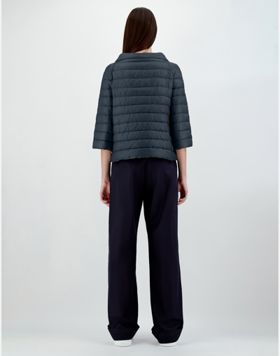 Herno Nylon Ultralight Reversible Cape In Blue/grey