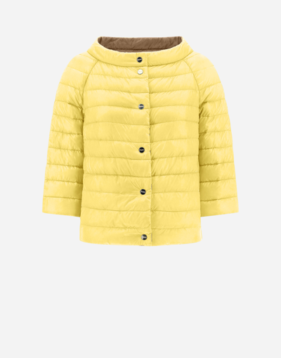 Herno Beige Nylon Down Reversible Jacket In Caramel