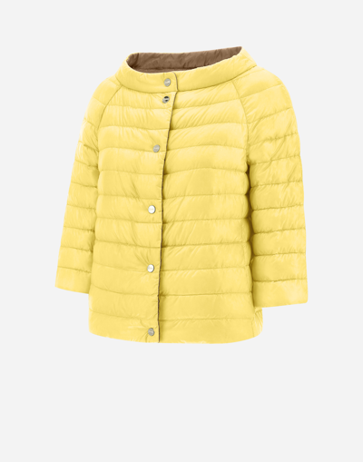 Herno Beige Nylon Down Reversible Jacket In Caramel