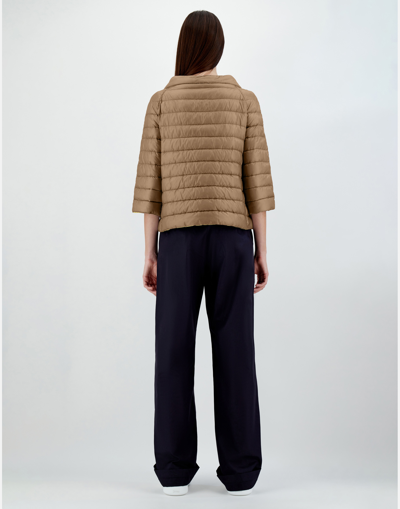 Herno Beige Nylon Down Reversible Jacket In Caramel