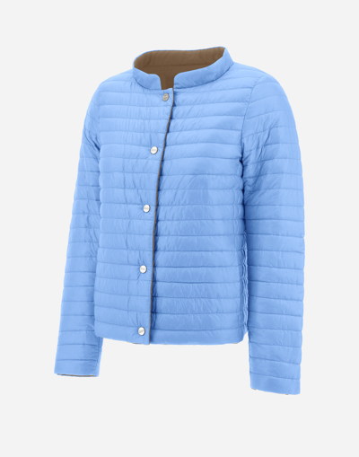 Herno Ecoage Reversibile And Nylon Ultralight Jacket In Beige/light Blue