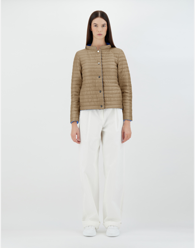 Herno Ecoage Reversibile And Nylon Ultralight Jacket In Beige/light Blue