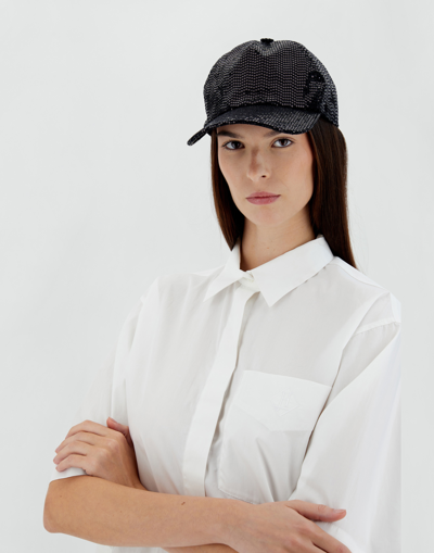 Herno Micro Sequin Cap In Black