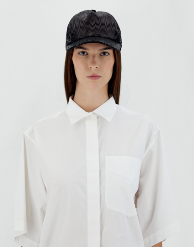 Herno Micro Sequin Cap In Black