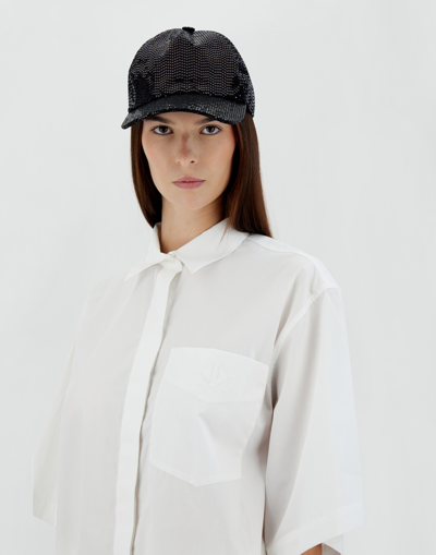 Herno Micro Sequin Cap In Black