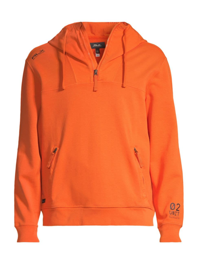 Shop Ralph Lauren Men's Fleece Cotton Hoodie In Sailing Orange