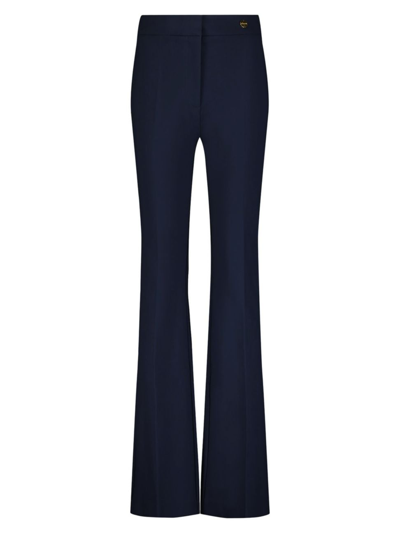 Shop Callas Milano Women's Danae Crepe Stretch High Waisted Fit And Flare Trousers In Navy