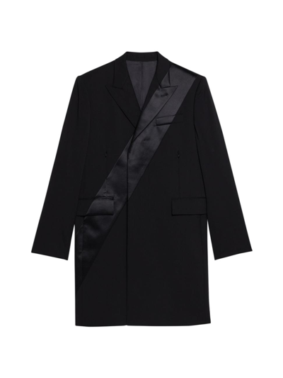 Shop Helmut Lang Men's Wool Tuxedo Car Coat In Black