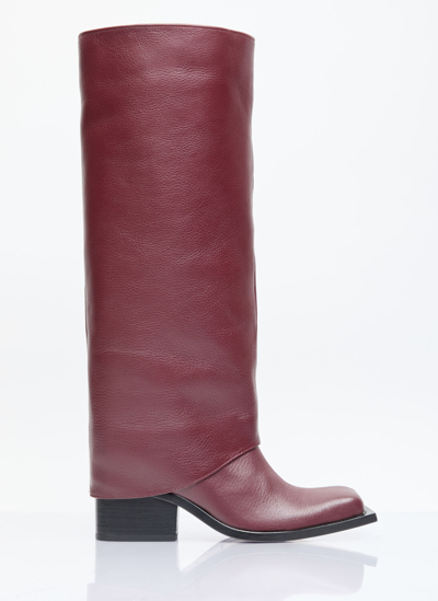 Shop Fidan Novruzova Havva Leather Boots In Burgundy