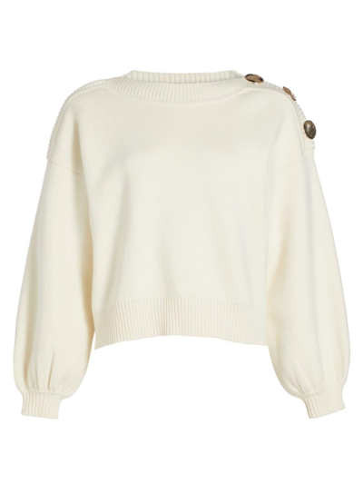Shop Ba&sh Women's Mateo Button-detailed Cotton & Wool Sweater In Ecru