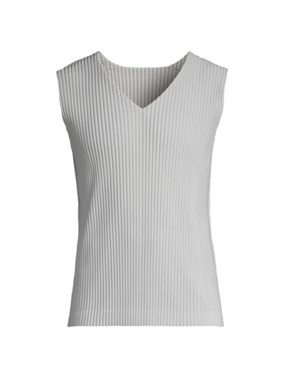 Shop Issey Miyake Men's Basics V-neck Vest In Light Gray