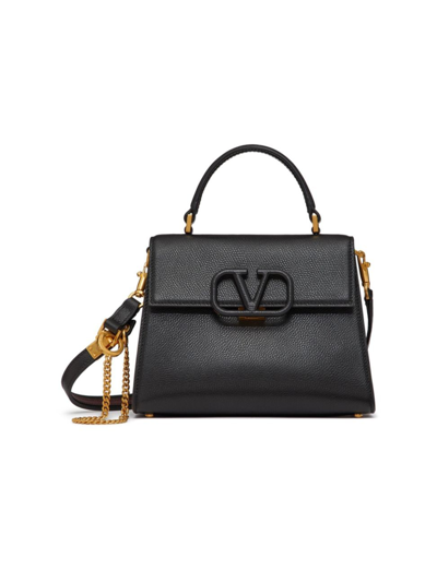 Shop Valentino Women's Small Vsling Grainy Calfskin Handbag In Black