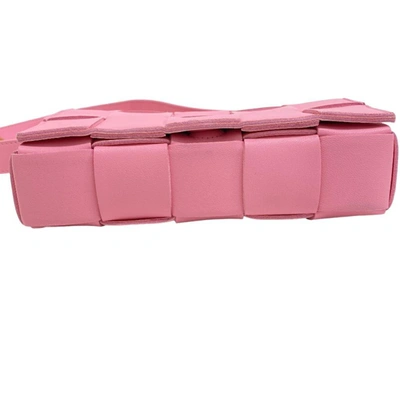 Shop Bottega Veneta Cassette Pink Leather Shoulder Bag ()