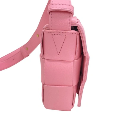 Shop Bottega Veneta Cassette Pink Leather Shoulder Bag ()