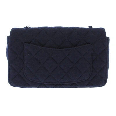 Pre-owned Chanel Matrasse Navy Cotton Shoulder Bag ()