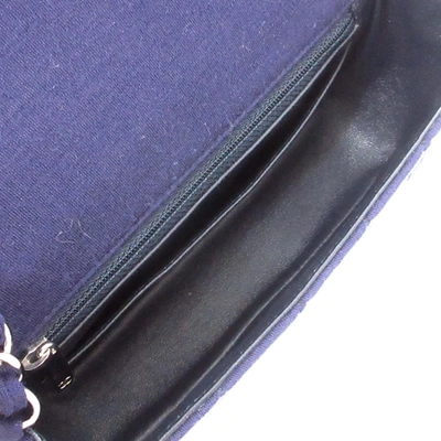 Pre-owned Chanel Matrasse Navy Cotton Shoulder Bag ()