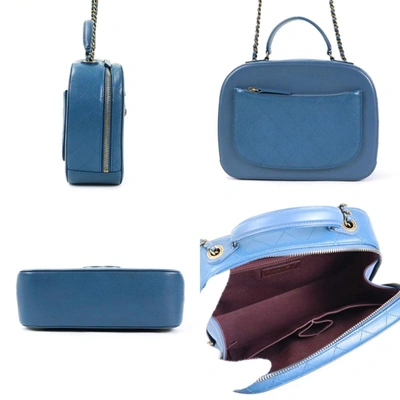 Pre-owned Chanel Vanity Blue Leather Shopper Bag ()