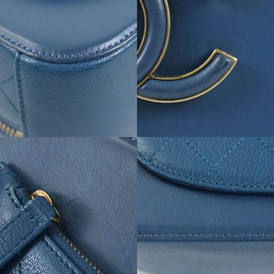 Pre-owned Chanel Vanity Blue Leather Shopper Bag ()