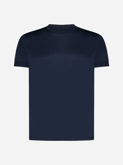 Shop Tagliatore Lisle Cotton T-shirt In Blue