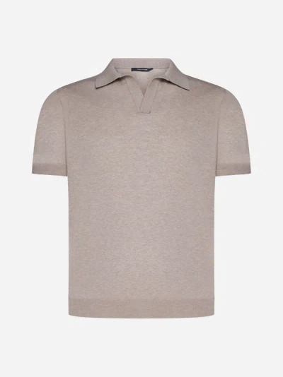 Shop Tagliatore Cotton Polo Shirt In Beige