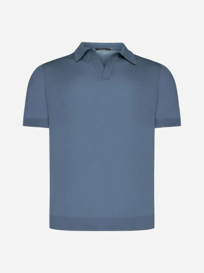 Shop Tagliatore Cotton Polo Shirt In Sky