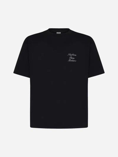 Shop Drôle De Monsieur Slogan Cursive Cotton T-shirt In Black