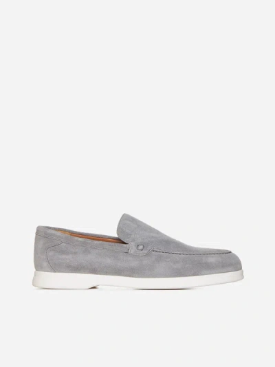 Shop Doucal's Adler Suede Loafers In Iron,white