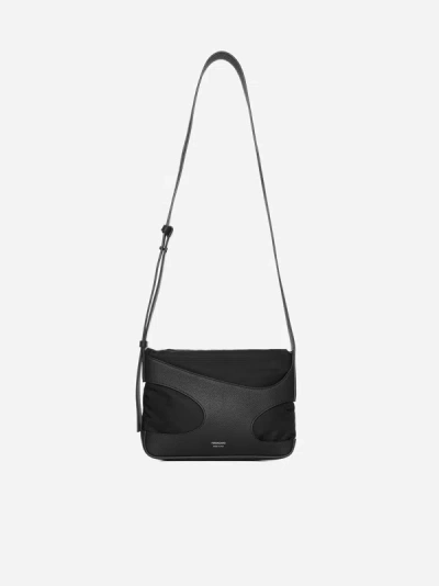 Shop Ferragamo Cut Out Leather And Nylon Bag In Black