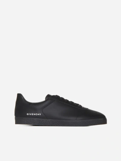 Shop Givenchy Town Leather Low Sneakers In Black