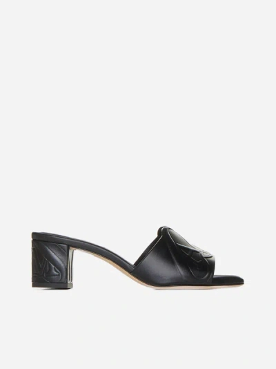 Shop Alexander Mcqueen Seal Leather Sandals In Black