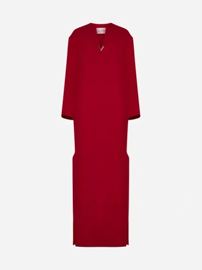 Shop Valentino Long Silk Dress In Red