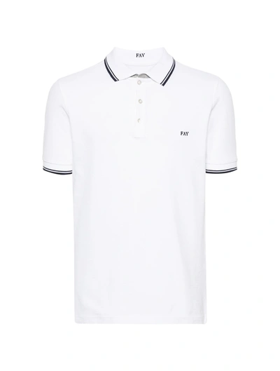 Shop Fay Archive Embroidered-logo Polo Shirt In White