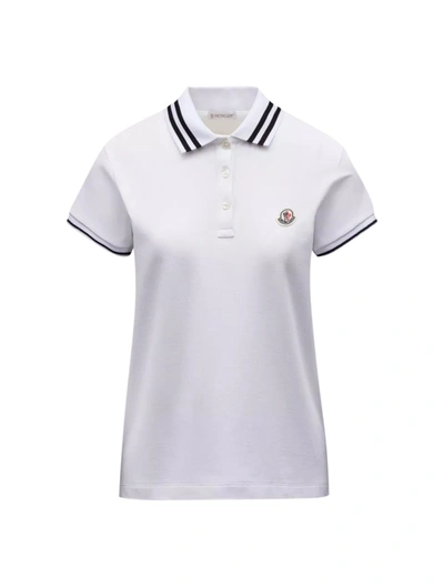 Shop Moncler Polo Shirt With Logo Patch In White