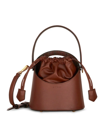Shop Etro Saturno Mini Bucket Bag In Brown