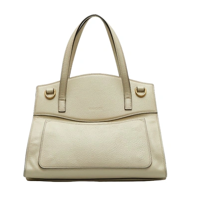 Shop Gucci Butterfly White Leather Tote Bag ()