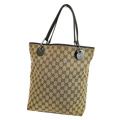 Shop Gucci Gg Canvas Beige Canvas Tote Bag ()
