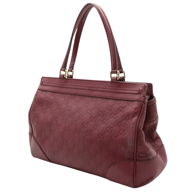 Shop Gucci Ssima Burgundy Leather Tote Bag ()