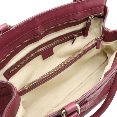 Shop Gucci Ssima Burgundy Leather Tote Bag ()
