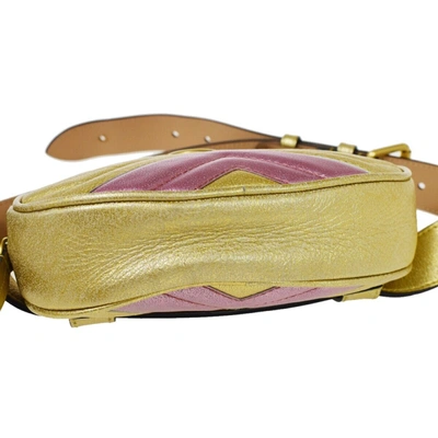 Shop Gucci Marmont Gold Leather Shoulder Bag ()