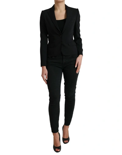 Shop Dolce & Gabbana Black Wool Single Breasted Blazer Coat Jacket