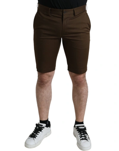 Shop Dolce & Gabbana Brown Cotton Stretch Men Bermuda Shorts