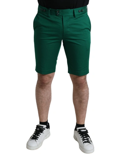 Shop Dolce & Gabbana Deep Green Cotton Stretch Men Bermuda Shorts
