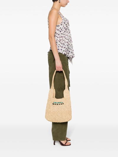 Shop Isabel Marant Praia Small Straw Shoulder Bag In Beige