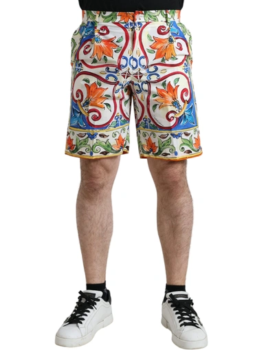 Shop Dolce & Gabbana Multicolor Majolica Print Men Bermuda Shorts