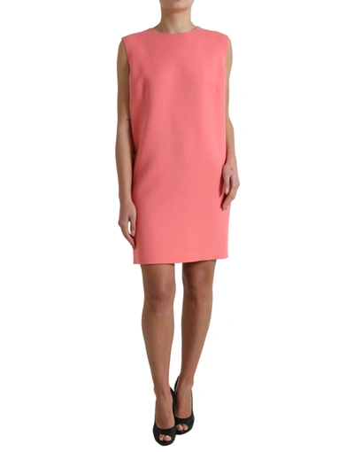 Shop Dolce & Gabbana Pink Virgin Wool Sleeveless Mini Dress