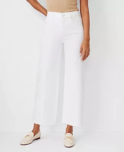 Ann Taylor Petite At Weekend Fresh Cut High Rise Wide Leg Crop Jeans In White In White