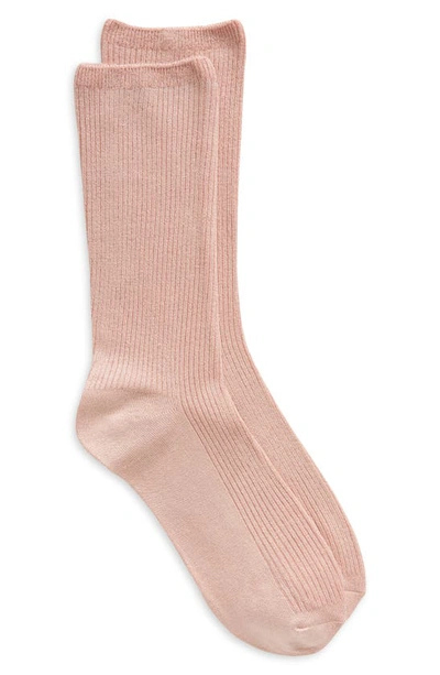 Shop Nordstrom Rib Crew Socks In Pink Smoke