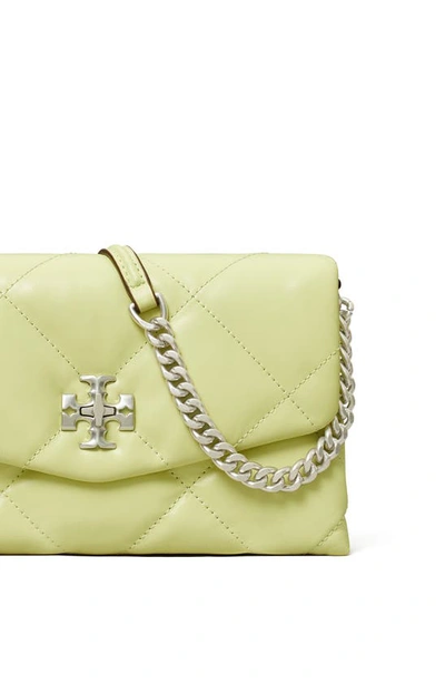 Shop Tory Burch Kira Diamond Quilted Leather Wallet On A Chain In Pear