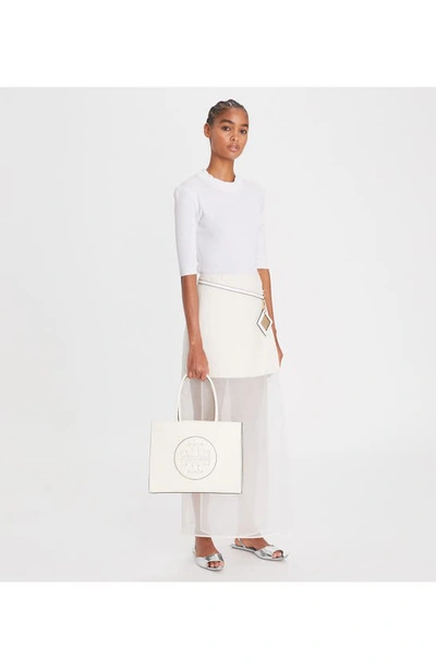 Tory Burch Small Ella Faux Leather Tote In White